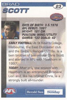 2005 Select Herald Sun AFL #23 Brad Scott Back